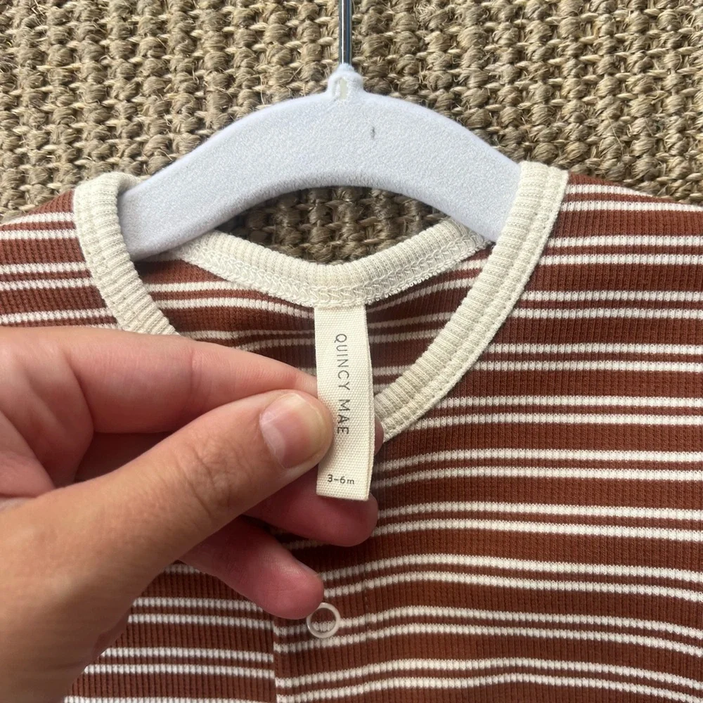 Quincy Mae Ribbed One piece in cedar stripe